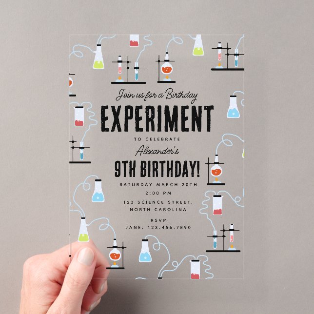 Invitations En Acrylique Anniversaire de enfant de l'expérience en chimie (In situ (ordinateur de poche))