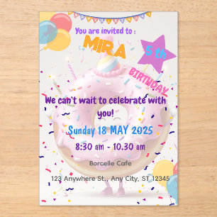 INVITATIONS EN ACRYLIQUE ANNIVERSAIRE DE L'INVITATION