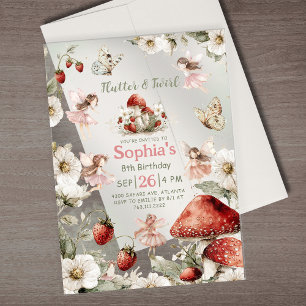 Invitations En Acrylique anniversaire fée jardin fantaisiste papillonne et 