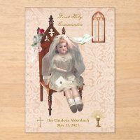 Antique Poupée Première Communion Acrylique Keepsa