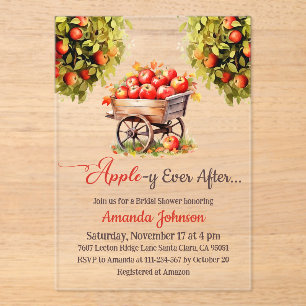 Invitations En Acrylique Apple-y Jamais après la Fête des mariées du marché