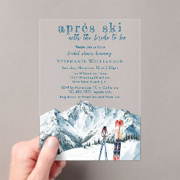 Invitations En Acrylique Apres Ski Winter Mountain Watercolor Bridal Shower