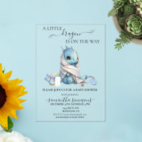 Aquarelle baby shower Bleu Dragon