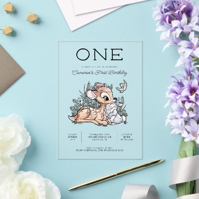 Invitations En Acrylique Aquarelle Bambi Woodland 1er anniversaire (Insitu (Mariage))