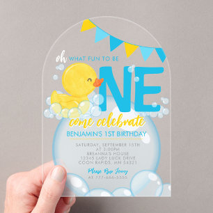 Invitations En Acrylique Aquarelle Caoutchouc 1er Anniversaire unique