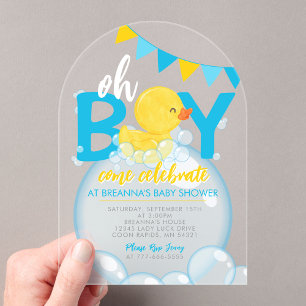 Invitations En Acrylique Aquarelle Caoutchouc Baby shower pour garçon uniqu