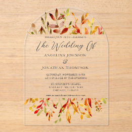 Invitations En Acrylique Aquarelle d'automne Feuille Mariage de automne chi
