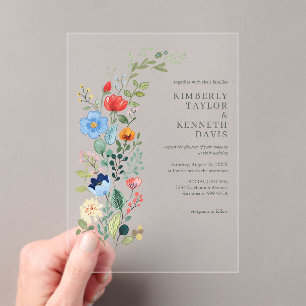 Invitations En Acrylique Aquarelle Fleur sauvage Rustique Chic Garden Maria