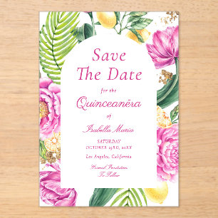 Invitations En Acrylique Aquarelle Floral Pies Roses Tulipes Quinceañera