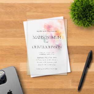 Invitations En Acrylique Aquarelle florale Élégant Mariage clair