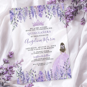 Invitations En Acrylique Aquarelle Florale Violet Quinceanera