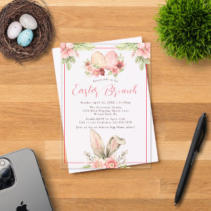 Invitations En Acrylique Aquarelle Pastel Oreilles de Lapin Floral Brunch d