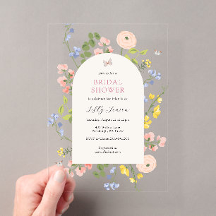 Invitations En Acrylique Aquarelle romantique Fête des mariées florale