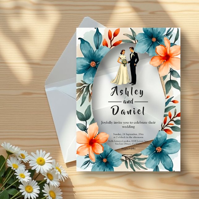 Invitations En Acrylique Aquarelle romantique Floral Bride Et Mariage de ch (Créateur téléchargé)