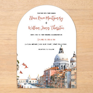 Invitations En Acrylique Aquarelle romantique Italie Destination Mariage