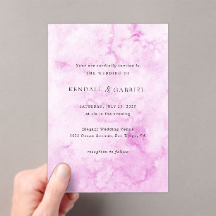 Invitations En Acrylique Aquarelle rose Kendall Mariage élégant