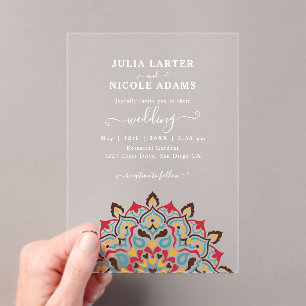 Invitations En Acrylique Arabe Art Nouveau Floral Arc Mandala Mariage