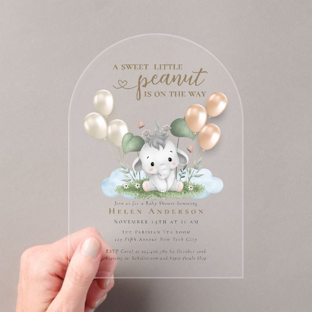 Invitations En Acrylique Arachide douce sur le chemin Baby shower neutre (In situ (ordinateur de poche))
