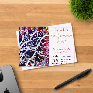 Invitations En Acrylique Arbre avec feuilles multicolores 2025 fête de la n