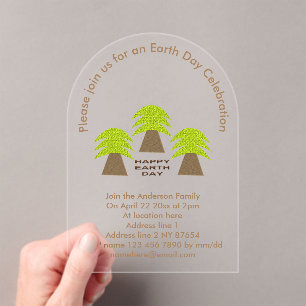 Invitations En Acrylique Arbres jours des terres personnalisés