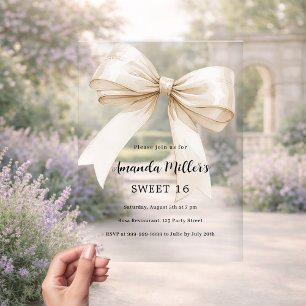 Invitations En Acrylique Arc beige élégant clair Sweet 16 luxe