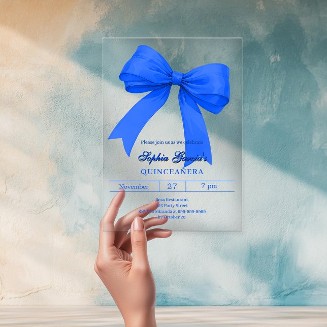 Invitations En Acrylique Arc bleu royal Quinceanera (Créateur téléchargé)