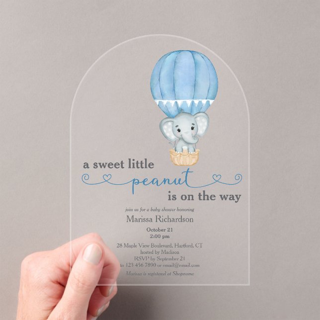 Invitations En Acrylique Arc de douche pour bébé bleu éléphant (In situ (ordinateur de poche))