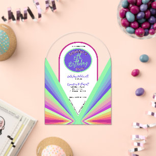 Invitations En Acrylique Arc de fête d'anniversaire coloré et groovy des an
