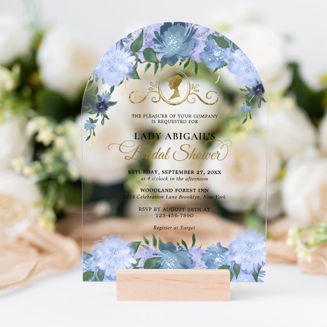 Invitations En Acrylique Arc de Fête des mariées victorienne bleu Dusty (Créateur téléchargé)