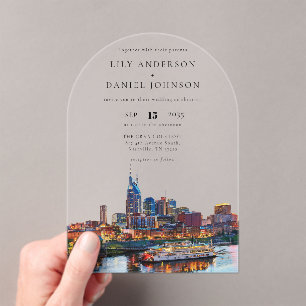 Invitations En Acrylique Arc de mariage aquarelle de la rive de Nashville