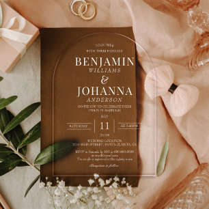 Invitations En Acrylique Arc de mariage élégant transparent clair