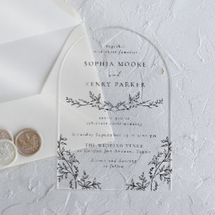 Invitations En Acrylique Arc de mariage en ligne artistique florale