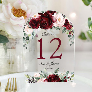 Invitations En Acrylique Arc de Mariage floral de Bourgogne