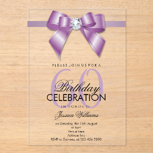 Invitations En Acrylique Arc-en-ciel Ruban et Nœud Posh Gem 60ème Anniversa