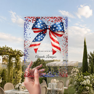 Invitations En Acrylique Arc patriotique USA rouge blanc bleu anniversaire
