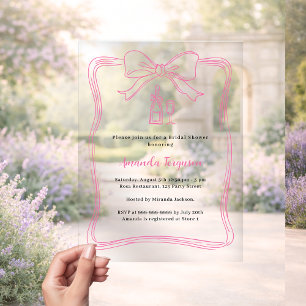 Invitations En Acrylique Arc rose dessiné à la main prosecco transparent En