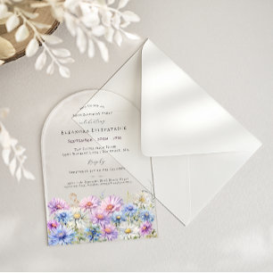 Invitations En Acrylique ARCH ACRYLIQUE 80 Anniversaire Septembre Fleur de