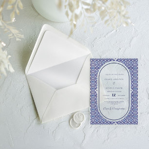 Invitations En Acrylique Arch bleu Mexicaine Talavera Espagnol Mariage