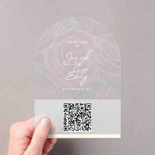 Invitations En Acrylique Arch Rose Style Acrylique Mariage QR Code Invitati