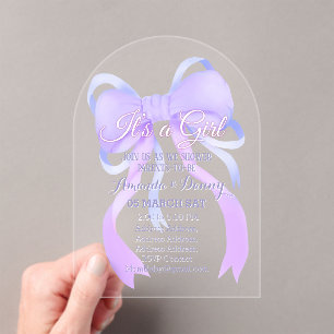 Invitations En Acrylique Arche de Baby shower de ruban violet