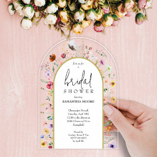 Invitations En Acrylique Arche de Fête des mariées Fleur sauvage chic