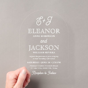 Invitations En Acrylique Arche de mariage élégante et stylée Monogramme Scr