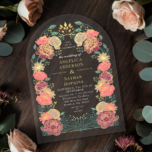 Invitations En Acrylique Arche de mariage rose violet enchantée de jardin f