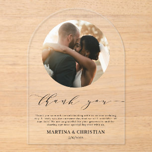 Invitations En Acrylique Arche de Merci Mariage de script photo