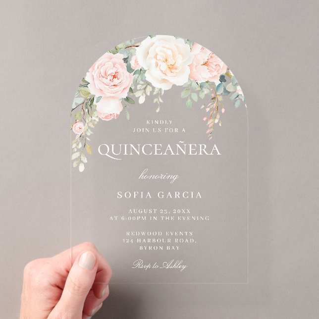 Invitations En Acrylique Arche de Quinceanera florale de broussailles et de (In situ (ordinateur de poche))