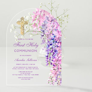 Invitations En Acrylique Arche de wisteria aquarelle pour la première commu