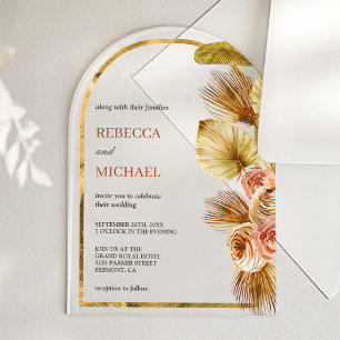 Invitations En Acrylique Arche Florale Terreuse Rustique Séchée Mariage Boh