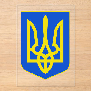 Invitations En Acrylique Armoiries d'Ukraine Trident d'Or Beaux-Arts
