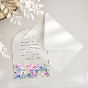 Invitations En Acrylique ARQUE ACRYLIQUE 40 Anniversaire Fleur de naissance