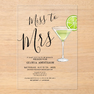 Invitations En Acrylique Arroseur de Mariée Mademoiselle à Madame